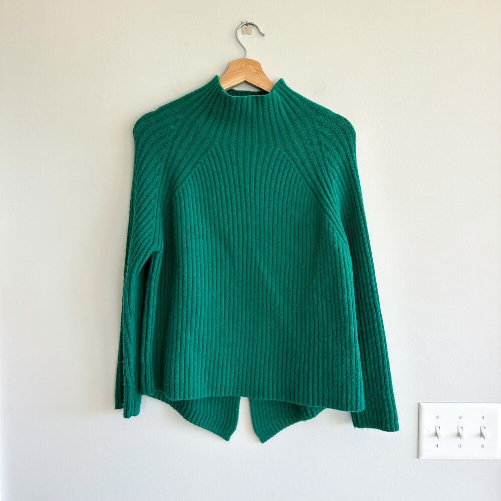 Lush Turtleneck Mock Neck Long Sleeve Ribbed Sweater Green S